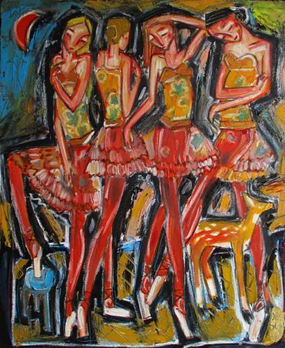 Four Red Dancers by Denis Chiasson