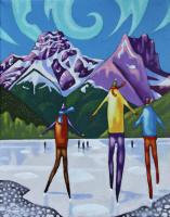 Gap Lake Skaters & Mount Lougheed by K. Neil Swanson