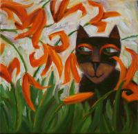 Black Delilah in the Lilies by Cindy Revell